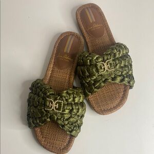 Sam Edelman Green Woven Slide Sandals